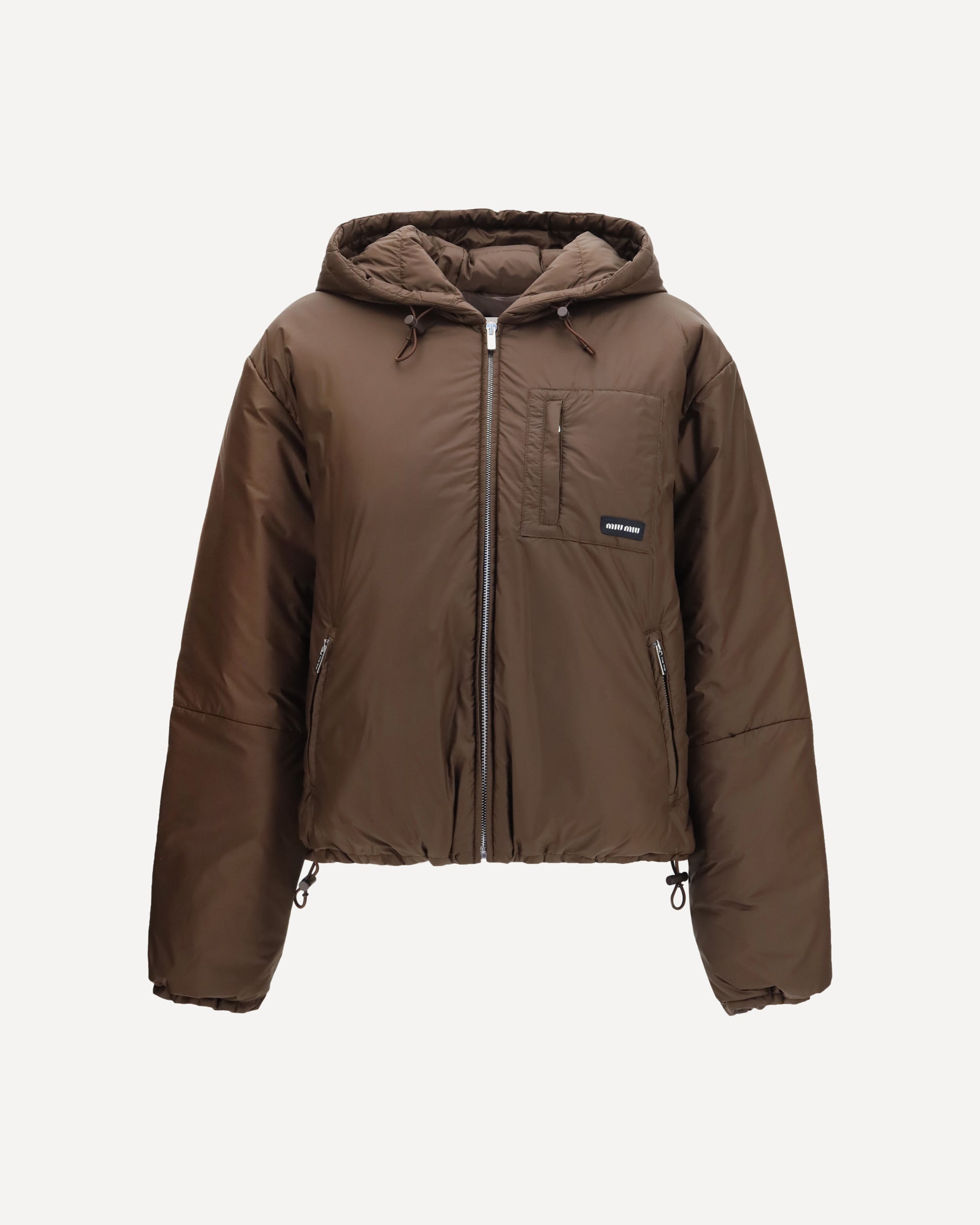 MIU MIU Short ripstop Down Jacket BROWN | Base Blu