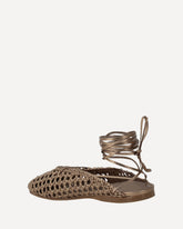 Leather net-effect Mules - BROWN | Base Blu