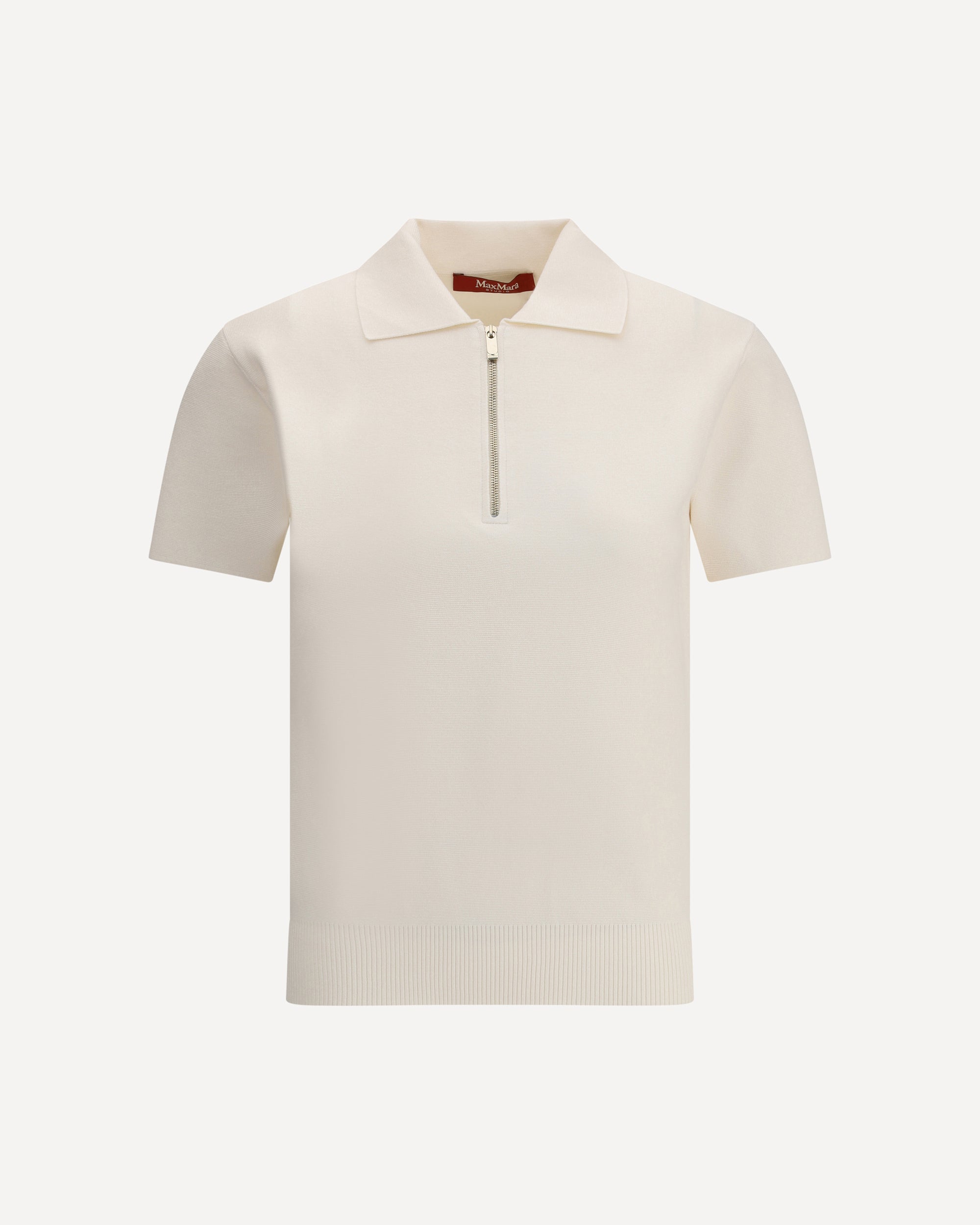 MAX MARA STUDIO Teti Zip Polo Shirt WHITE | Base Blu