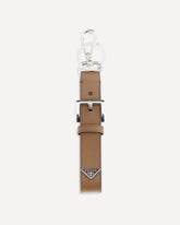 Keyring in saffiano leather with triangle logo - BROWN | Base Blu