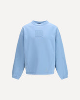 Cotton crewneck Sweatshirt with logo - LIGHT BLUE | Base Blu