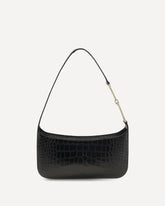 Small crocodile-print Shoulder Bag - BLACK | Base Blu