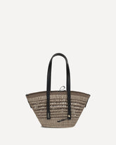 Medium Braid Basket Shoulder Bag in Iraca palm and calfskin - BROWN | Base Blu