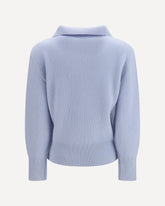 Wool and cashmere half zip Sweater - LIGHT BLUE | Base Blu