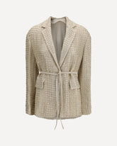 Silk organza Jacket with Dazzling Net Embroidery - CREAM | Base Blu