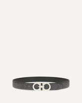 Reversible and adjustable Gancini Belt - BLACK | Base Blu