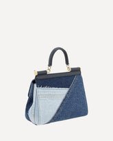 Small Sicily denim and calf leather Handbag - BLUE | Base Blu