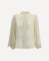 Silk georgette and lace Blouse - CREAM | Base Blu