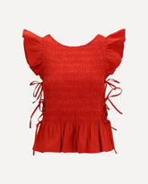 Ruched cotton Top with side bows - RED | Base Blu