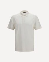 Polo in piquet di cotone e seta - BIANCO | Base Blu