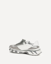 Leather and mesh Sneakers - GREY | Base Blu