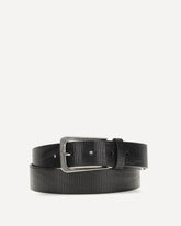 Carved leather Belt with Shimmering Buckle - BLACK | Base Blu