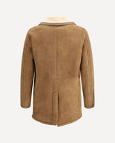 Benjamin double-breasted shearling Peacoat - BEIGE | Base Blu