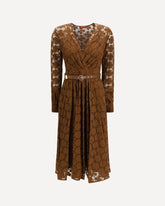 Abito midi Agrume in pizzo - MARRONE | Base Blu