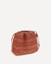 Raffia drawstring Shoulder Bag - RED | Base Blu