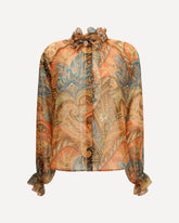 Paisley ruffled Shirt - ORANGE | Base Blu