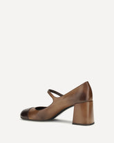 Leather Mary Jane Ballerinas - BROWN | Base Blu