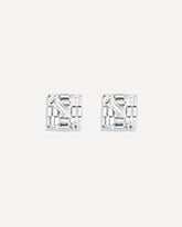 Crystal Checkerboard lobe Earrings - SILVER | Base Blu