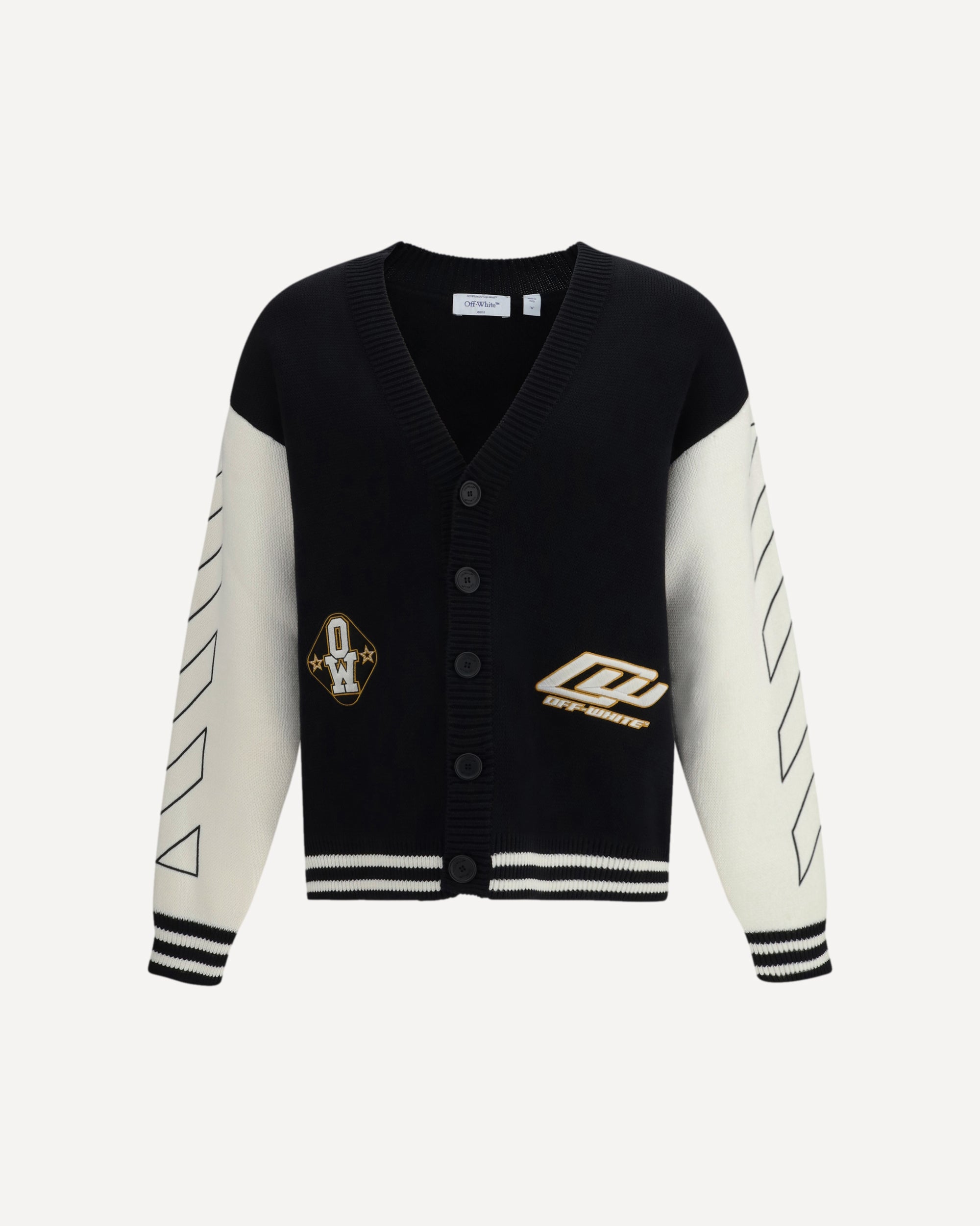 OFF-WHITE Star Logo Diagonal Varsity Cardigan BLACK | Base Blu