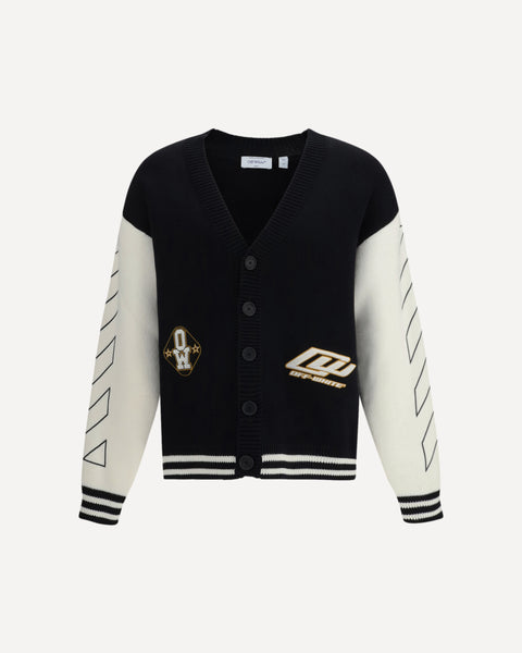 OFF-WHITE Star Logo Diagonal Varsity Cardigan BLACK | Base Blu