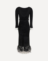 Feather-trimmed Chenille Midi Dress - BLACK | Base Blu