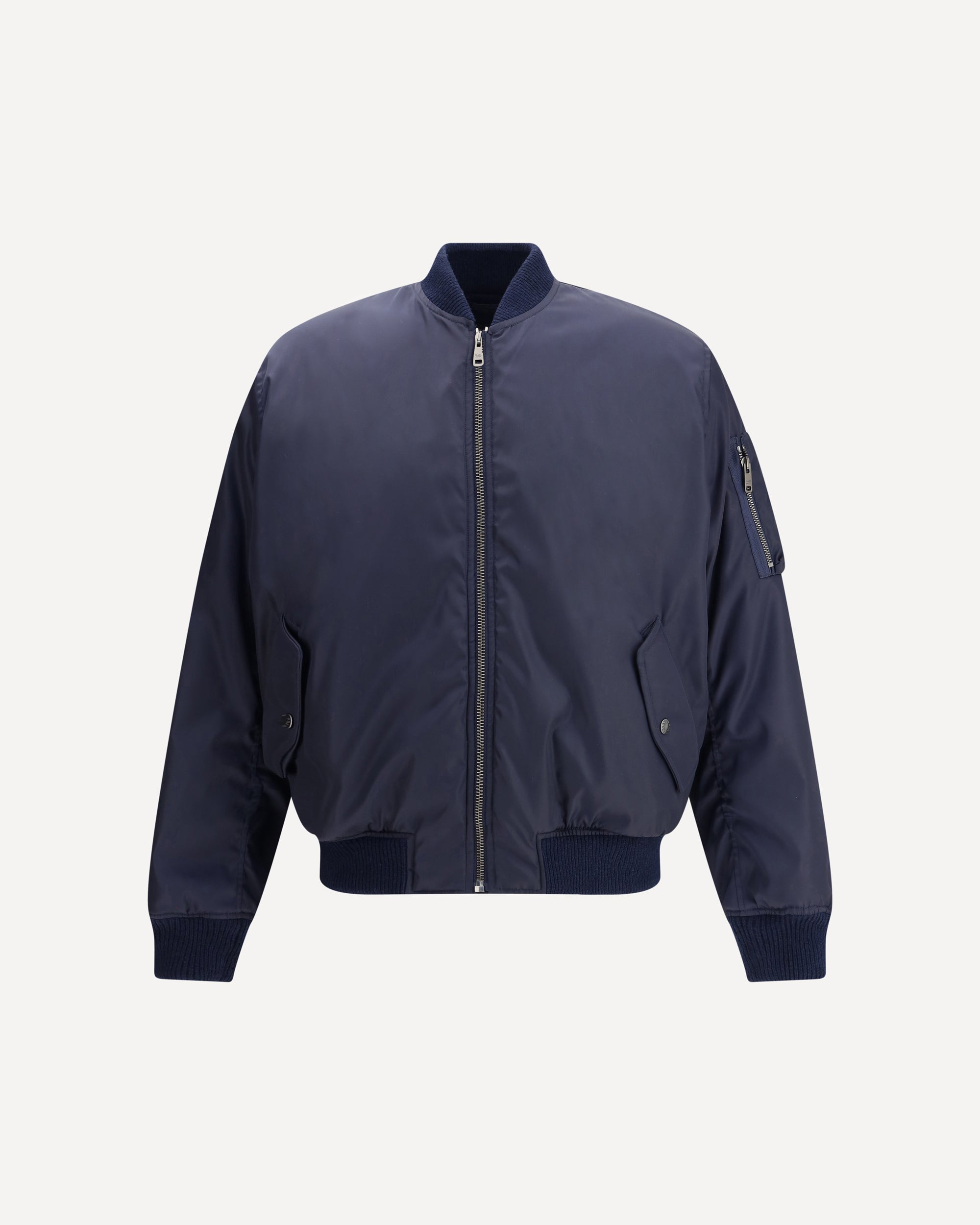 PRADA Bomber Jacket with rib-knit collar BLUE | Base Blu