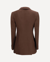 Double-breasted Blazer in a ribbed fabric - BROWN | Base Blu