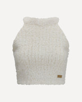 Top girocollo senza maniche in tweed - BIANCO | Base Blu