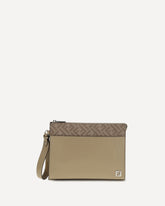 Leather and FF canvas Clutch - BEIGE | Base Blu