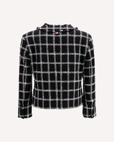 Checked tweed Cardigan Jacket - BLACK | Base Blu