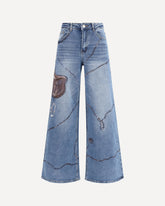 Jeans Palazzo Long dipinti regular fit  - BLU | Base Blu