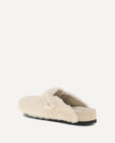 Mules Boston in shearling con pianta regular - CREMA  | Base Blu