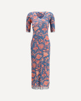 Stretch tulle midi Dress with floral motif - MULTICOLOUR | Base Blu