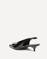 Dome Slash Slingbacks in Polished Calf - BLACK | Base Blu