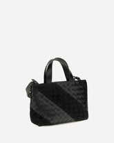 Intrecciato Handbag with suede stripes - BLACK | Base Blu