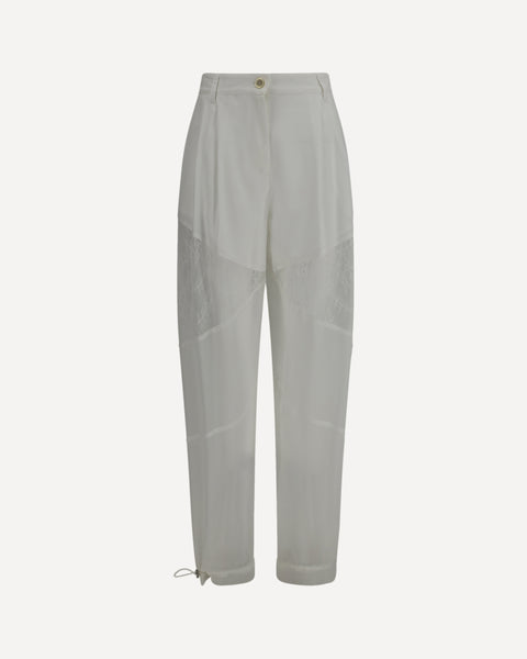 PINKO Nacy Pants with lace inserts WHITE | Base Blu