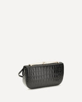 Crocodile-print leather Shoulder Bag - BLACK | Base Blu