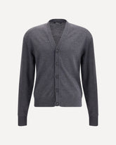 V-neck Merino Wool Cardigan - GREY | Base Blu