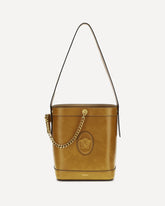 Small leather Pivot Bucket Bag - BROWN | Base Blu