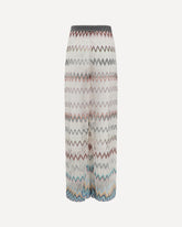 Zig zag patterned mesh Pants - WHITE | Base Blu