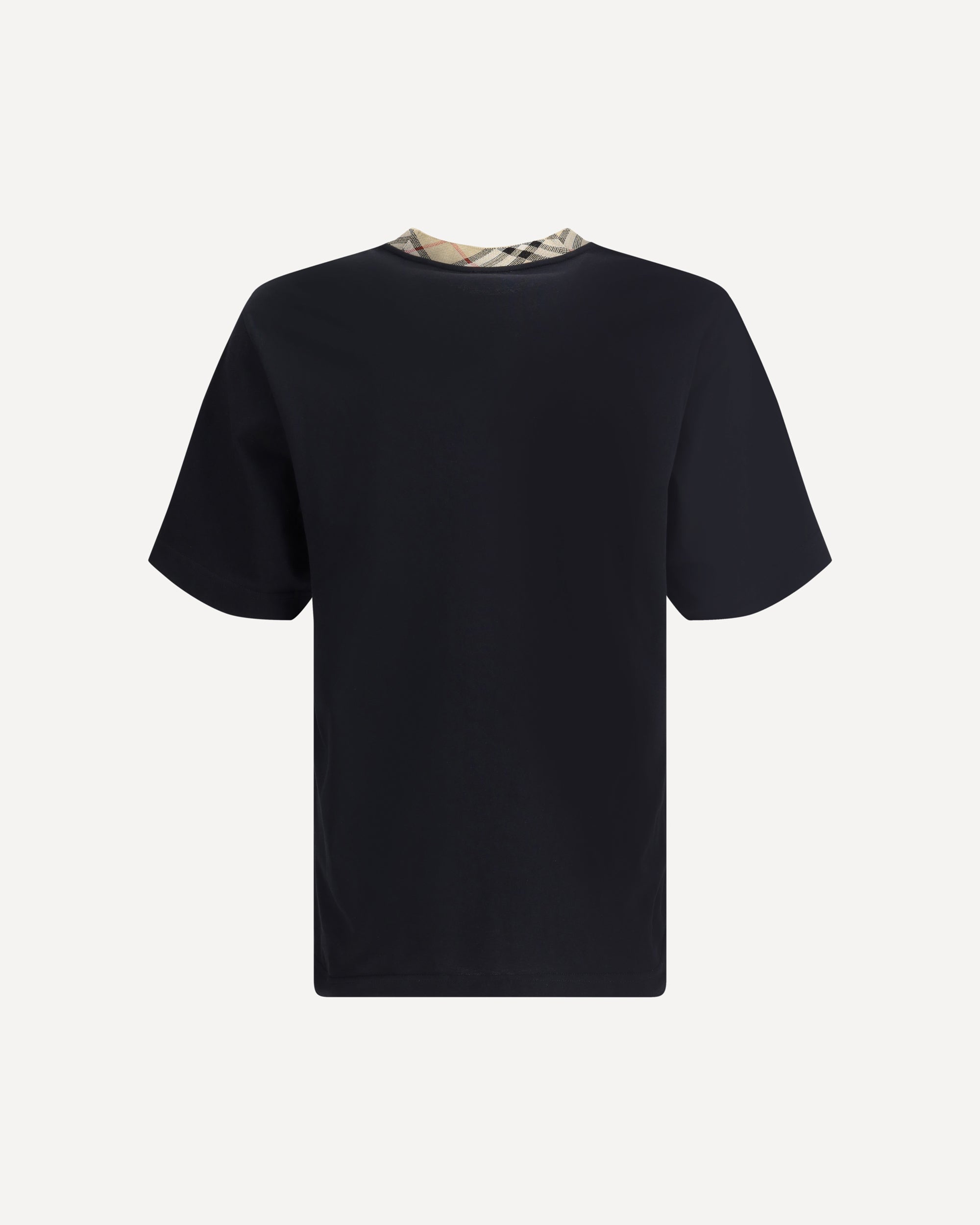 BURBERRY T-Shirt with Archivio Check collar BLACK | Base Blu