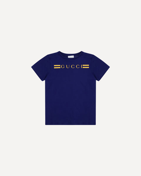 GUCCI Logo T-Shirt for boy BLUE | Base Blu