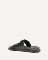 Double-strap leather Sandals - BLACK | Base Blu