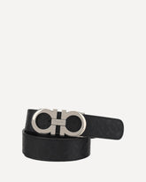 Reversible and adjustable leather Belt - BLACK | Base Blu