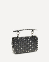 Small Leather Rockstud Spike Handbag - BLACK | Base Blu