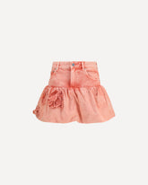 Minigonna Bubble in denim con rose applicate - ROSA | Base Blu