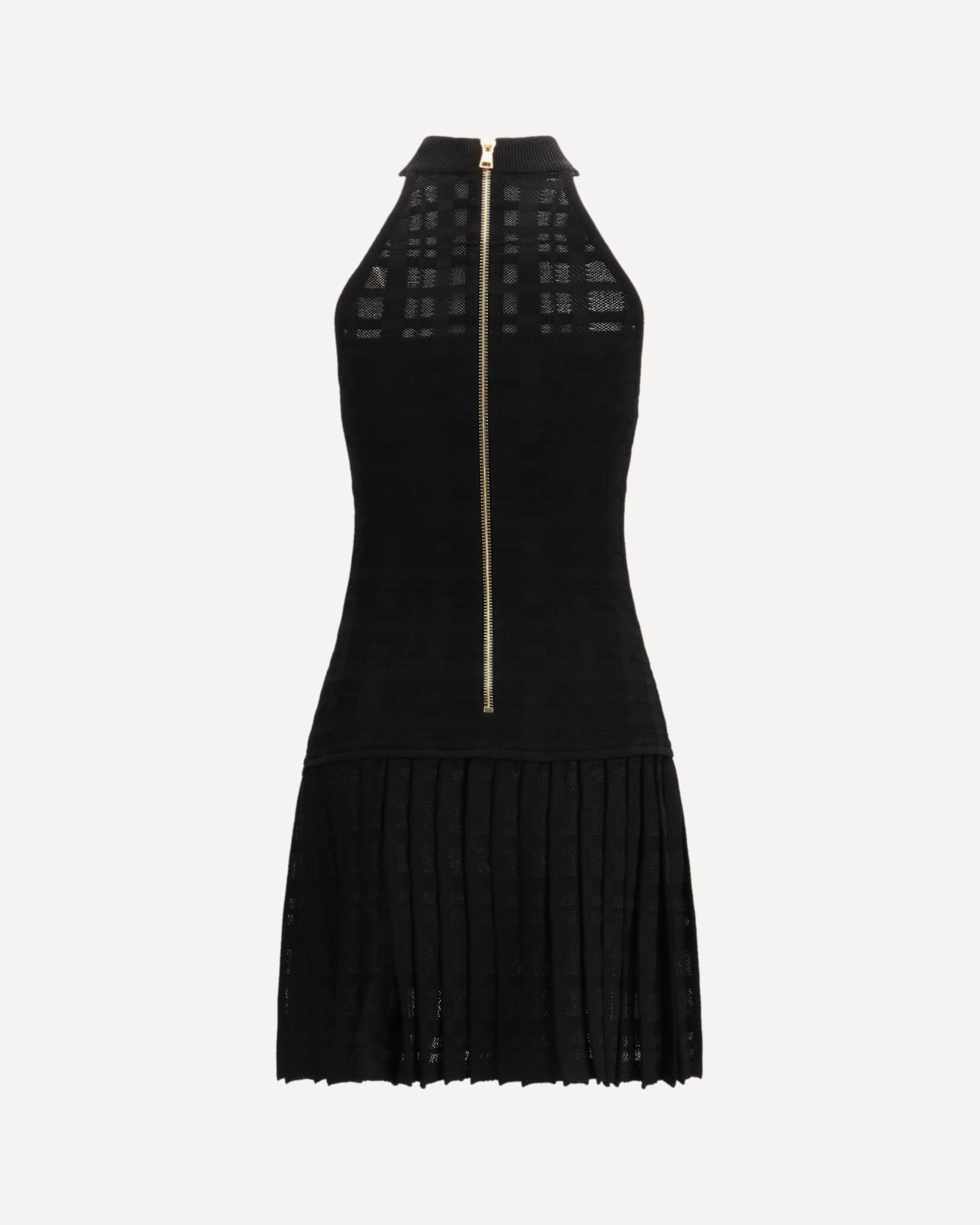 balmain black dress BALMAIN Pleated mini Dress BLACK