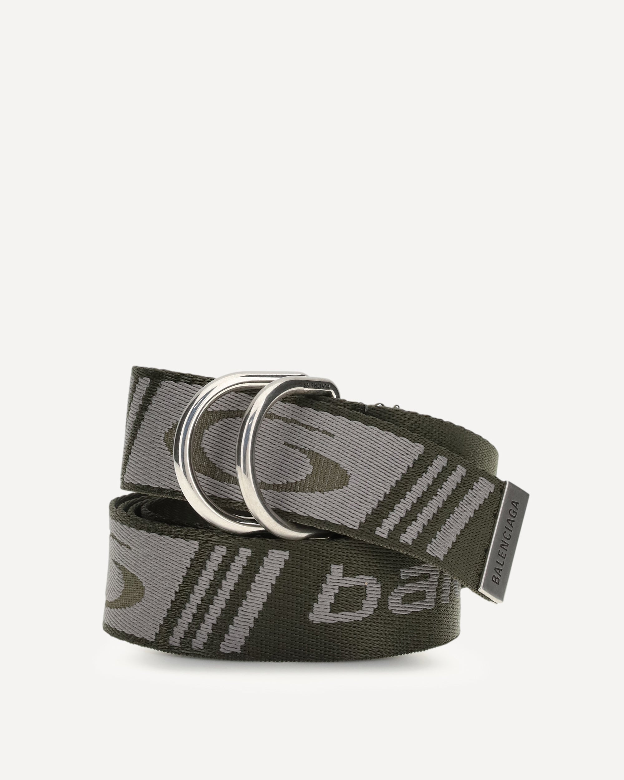 BALENCIAGA D Ring Belt in jacquard canvas KHAKI | Base Blu