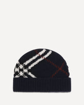 Cappello Beanie in misto cashmere Check - BLU | Base Blu