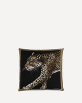 Cuscino in canvas con leopardo - NERO | Base Blu